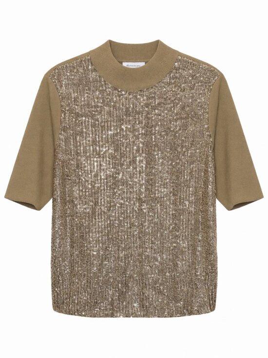 Ann Taylor Tops - Ann Taylor Women's Sequin Short Sleeve Top M Gold